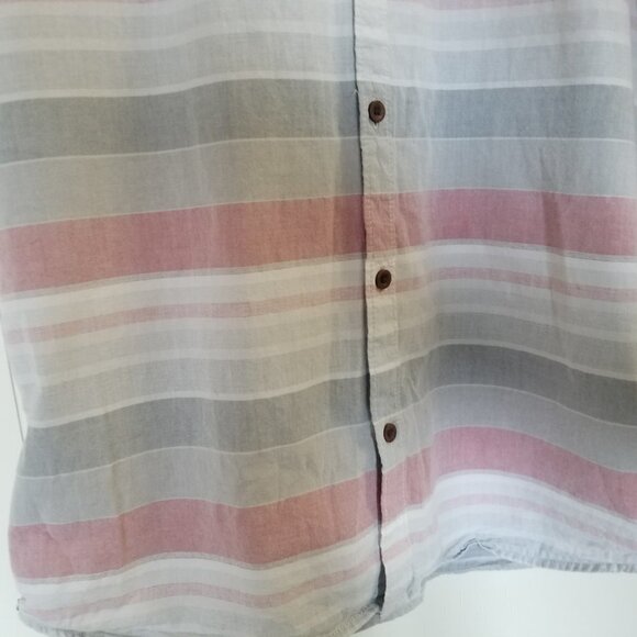 Vans Off The Wall Button Up Shirt Short Sleeve Men’s Large Striped 100% Cotton - Picture 7 of 9